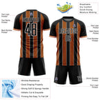 Custom Black Texas Orange-White Pinstripe Line Sports Sublimation Soccer Uniform Jersey