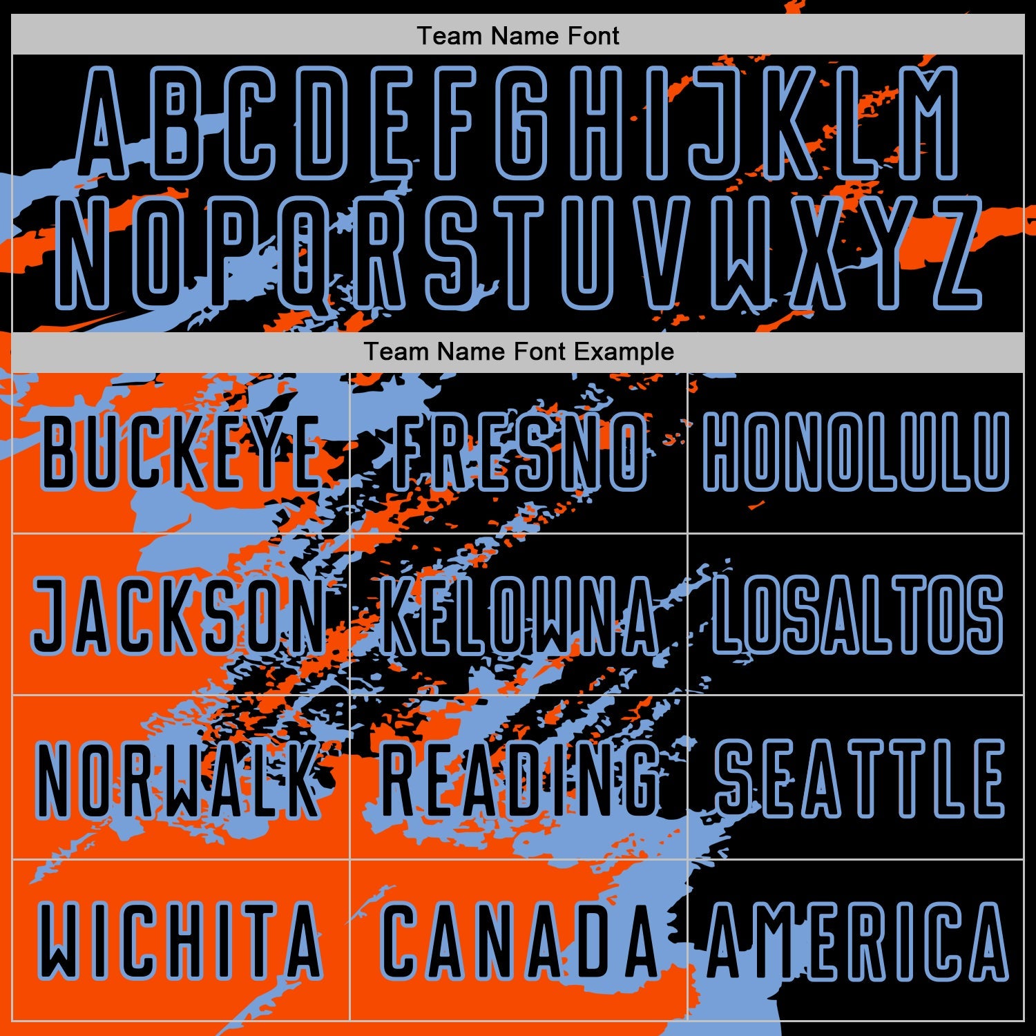 Custom Black Orange-Powder Blue Abstract Fragment Art Splash Sports Sublimation Soccer Uniform Jersey