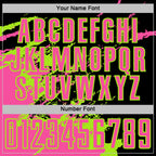 Custom Black Pink-Neon Green Abstract Fragment Art Splash Sports Sublimation Soccer Uniform Jersey