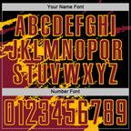 Custom Black Crimson-Gold Abstract Fragment Art Splash Sports Sublimation Soccer Uniform Jersey