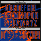 Custom Black Royal-Orange Abstract Fragment Art Splash Sports Sublimation Soccer Uniform Jersey