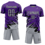 Custom Purple Gray-Black Abstract Fragment Art Splash Sports Sublimation Soccer Uniform Jersey