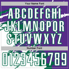 Custom Purple White-Kelly Green Abstract Fragment Art Splash Sports Sublimation Soccer Uniform Jersey