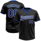 Custom Black Royal-White Two-Button Unisex Softball Jersey