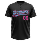 Custom Cream Black-Crimson Two-Button Unisex Softball Jersey
