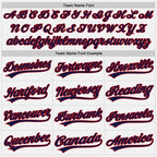 Custom White Navy-Red Two-Button Unisex Softball Jersey