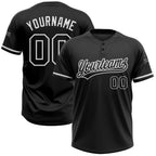 Custom Black Black-White Two-Button Unisex Softball Jersey
