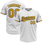 Custom White Gold-Black Two-Button Unisex Softball Jersey
