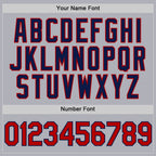 Custom Gray Red-Navy Two-Button Unisex Softball Jersey