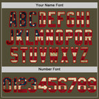 Custom Olive Vintage USA Flag-Red Salute To Service Two-Button Unisex Softball Jersey