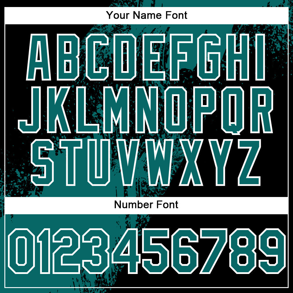 Custom Teal Black-White 3D Pattern Abstract Brush Stroke Two-Button Unisex Softball Jersey