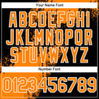 Custom Bay Orange Black-White 3D Pattern Abstract Brush Stroke Two-Button Unisex Softball Jersey