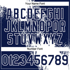 Custom White Navy 3D Pattern Abstract Brush Stroke Two-Button Unisex Softball Jersey