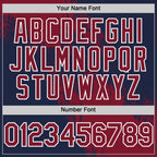 Custom Crimson Navy-White 3D Pattern Abstract Brush Stroke Two-Button Unisex Softball Jersey