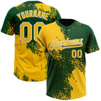 Custom Yellow Green-White 3D Pattern Abstract Brush Stroke Two-Button Unisex Softball Jersey