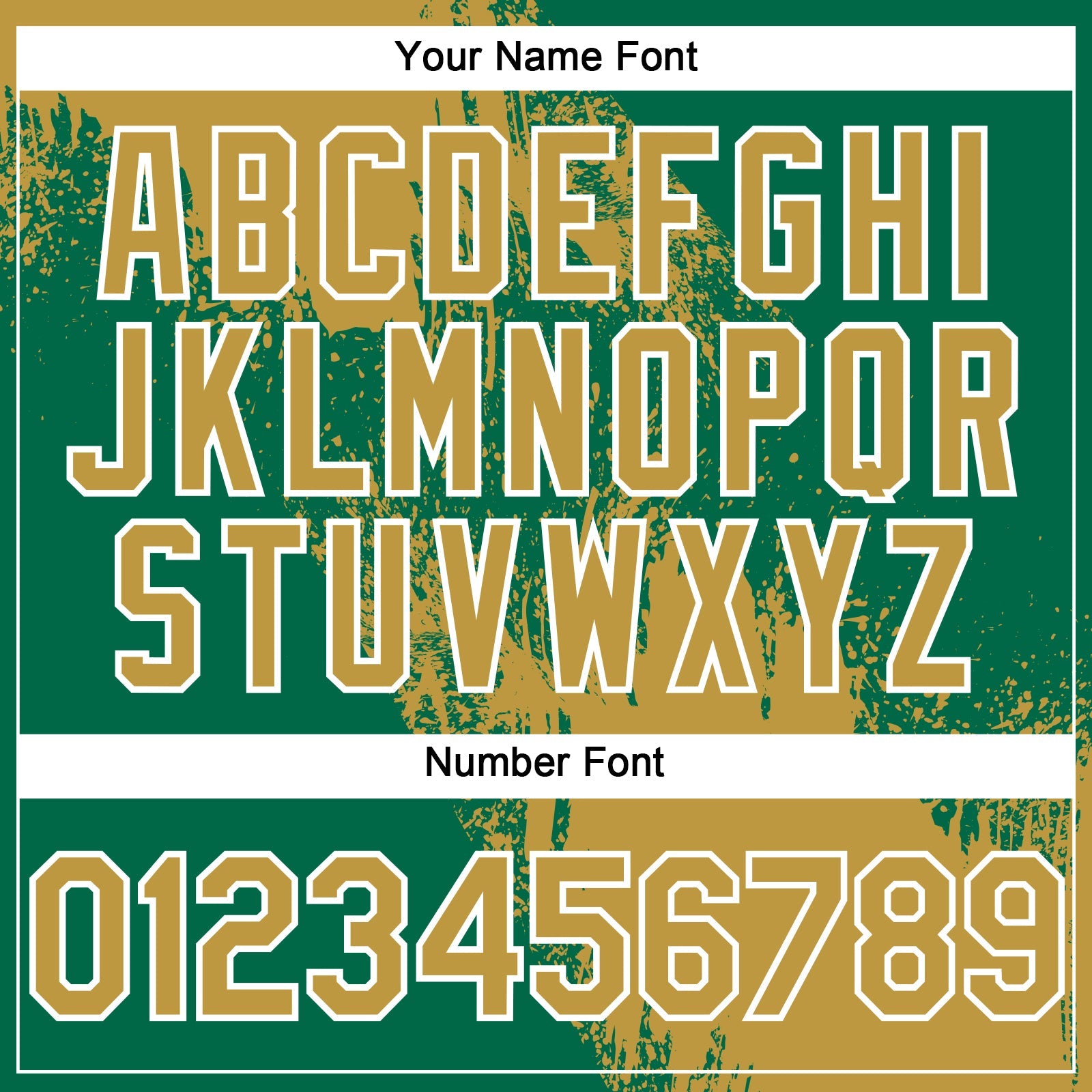 Custom Old Gold Kelly Green-White 3D Pattern Abstract Brush Stroke Two-Button Unisex Softball Jersey