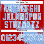 Custom Light Blue Red-White 3D Pattern Abstract Brush Stroke Two-Button Unisex Softball Jersey