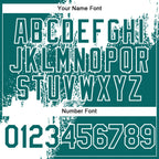 Custom White Teal 3D Pattern Abstract Brush Stroke Two-Button Unisex Softball Jersey