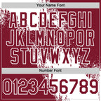 Custom White Crimson 3D Pattern Abstract Brush Stroke Two-Button Unisex Softball Jersey