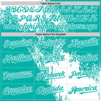 Custom White Aqua 3D Pattern Abstract Brush Stroke Two-Button Unisex Softball Jersey