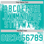 Custom White Aqua 3D Pattern Abstract Brush Stroke Two-Button Unisex Softball Jersey