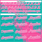 Custom Pink Aqua-White 3D Pattern Abstract Brush Stroke Two-Button Unisex Softball Jersey