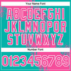 Custom Pink Aqua-White 3D Pattern Abstract Brush Stroke Two-Button Unisex Softball Jersey
