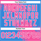 Custom Pink Electric Blue-White 3D Pattern Abstract Brush Stroke Two-Button Unisex Softball Jersey
