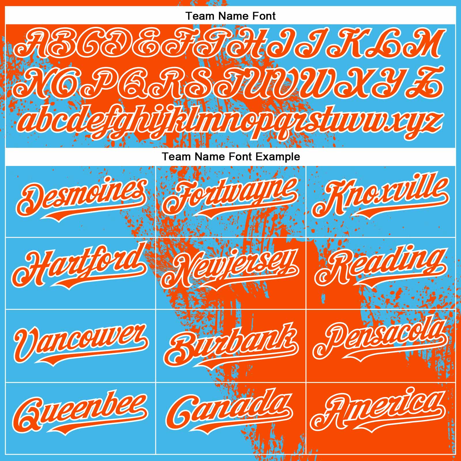 Custom Orange Sky Blue-White 3D Pattern Abstract Brush Stroke Two-Button Unisex Softball Jersey