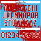 Custom Red Sky Blue-White 3D Pattern Abstract Brush Stroke Two-Button Unisex Softball Jersey