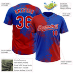 Custom Red Thunder Blue-White 3D Pattern Abstract Brush Stroke Two-Button Unisex Softball Jersey