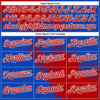 Custom Red Thunder Blue-White 3D Pattern Abstract Brush Stroke Two-Button Unisex Softball Jersey