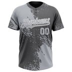 Custom Gray Steel Gray-White 3D Pattern Abstract Brush Stroke Two-Button Unisex Softball Jersey