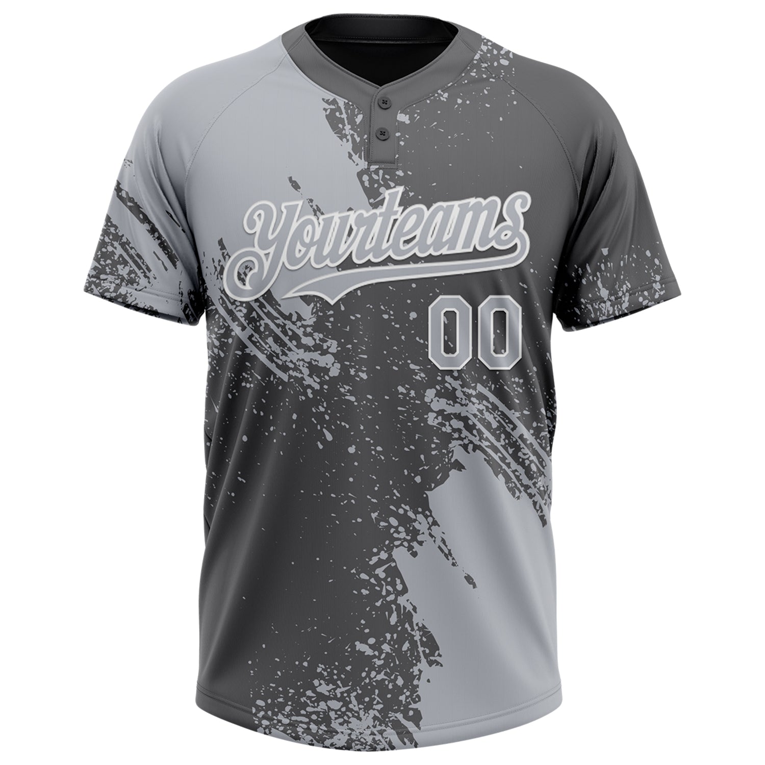 Custom Gray Steel Gray-White 3D Pattern Abstract Brush Stroke Two-Button Unisex Softball Jersey