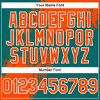 Custom Orange Teal-White 3D Pattern Abstract Brush Stroke Two-Button Unisex Softball Jersey