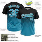 Custom Black Panther Blue-White 3D Gradient Square Shape Two-Button Unisex Softball Jersey
