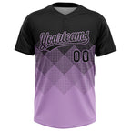Custom Black Light Purple 3D Gradient Square Shape Two-Button Unisex Softball Jersey
