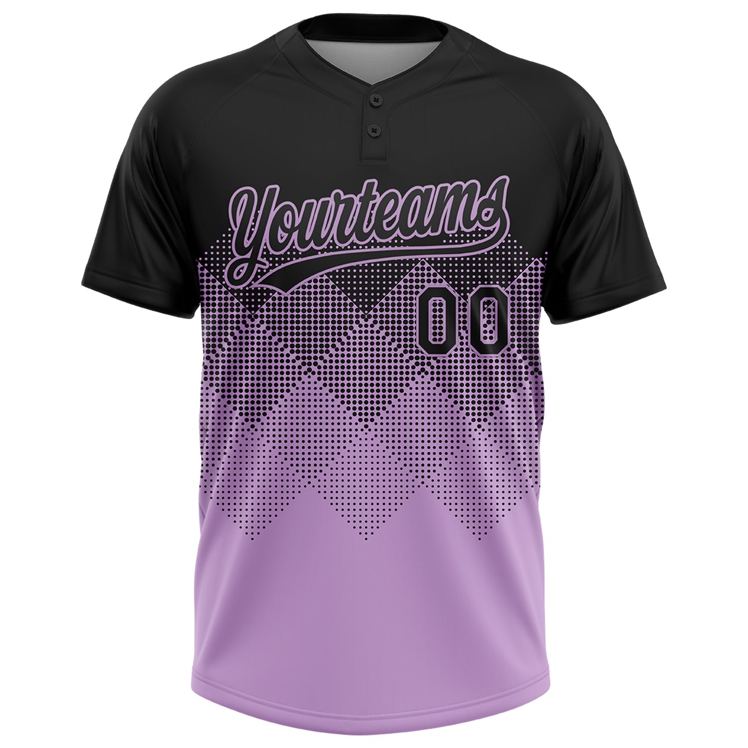 Custom Black Light Purple 3D Gradient Square Shape Two-Button Unisex Softball Jersey