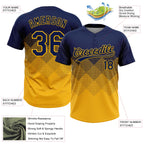 Custom Navy Gold 3D Gradient Square Shape Two-Button Unisex Softball Jersey