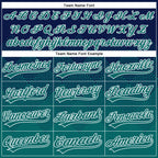 Custom Navy Teal-White 3D Gradient Square Shape Two-Button Unisex Softball Jersey