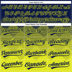 Custom Navy Neon Yellow 3D Gradient Square Shape Two-Button Unisex Softball Jersey