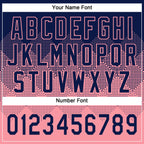 Custom Navy Medium Pink 3D Gradient Square Shape Two-Button Unisex Softball Jersey