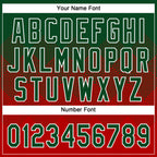 Custom Green Red-White 3D Gradient Square Shape Two-Button Unisex Softball Jersey