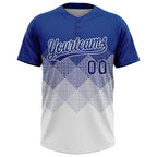 Custom Royal White 3D Gradient Square Shape Two-Button Unisex Softball Jersey