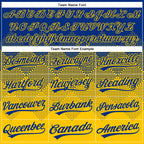 Custom Royal Yellow 3D Gradient Square Shape Two-Button Unisex Softball Jersey