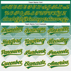 Custom Kelly Green White-Gold 3D Gradient Square Shape Two-Button Unisex Softball Jersey