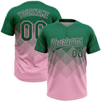 Custom Kelly Green Light Pink 3D Gradient Square Shape Two-Button Unisex Softball Jersey