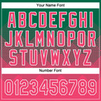 Custom Kelly Green Neon Pink-White 3D Gradient Square Shape Two-Button Unisex Softball Jersey