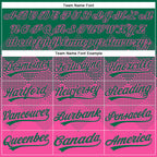 Custom Kelly Green Pink 3D Gradient Square Shape Two-Button Unisex Softball Jersey