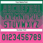 Custom Kelly Green Pink 3D Gradient Square Shape Two-Button Unisex Softball Jersey